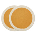 Encasa XO Dining Table Mats, Round Ribbed Cotton, Heat Resistant Yellow Kafalo