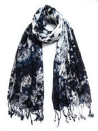 Chandwasia Rayon Scarf for Men & Women | Lightweight Stole, Shawl & Wrap with Batik Design | All-Season Summer & Winter Wear | Soft & Breathable Fabric (28 x 72 inches, Black)