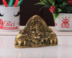 KridayKraft Ganesh Wall Hanging with Elephants for Door Entrance Decorative Showpiece - 12 cm (Aluminium, Gold)