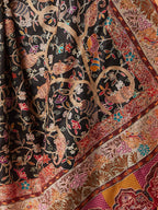 Pashmoda Women Bahaar Fine Wool Fabric Pashmina Kalamkari Embroidered Shawl, Stole and Wrap, Sustainable and Natural Fabric, Heritage Kashmiri Pashmina(Size 40x80)