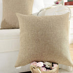 Khooti Jute Cushion Cover | 28x28 | Natural Linen | Set of 2 | Throw Pillow Cover for Couches, Chairs, Sofas, Beds, Coffee Tables, Living Rooms, Bedrooms, Modern Boho Design