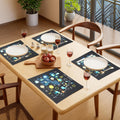 PRAKARTIK BY INDUARTS Dining Cloth Table Mats Set of 4 - Alphabet Kids Theme,Digital Print, Washable, Indoor/Outdoor, Heat-Proof, Water Resistant, Wipe & Clean (47X33 cm) Black Kafalo