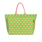 AQVA Stripe Printed Tote Bag for Women | Ladies Casual Handbag for Shopping, Travel with Top & inner Zip Pocket | Versatile Trendy Handbag for College Girls (Chaukon Green)