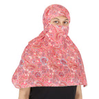 DEEPNYRA - LIVING STYLE Female Cotton Scarf Face Full Covering With Mask Head Hair Wrap Sun Protection For Women Printed Square All Season Wear (Pink)