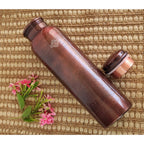 INDIAN ART VILLA Pure Copper Water Bottle with Antique Design, 900 ML Capacity, Drinkware & Storage (Pack of 1)