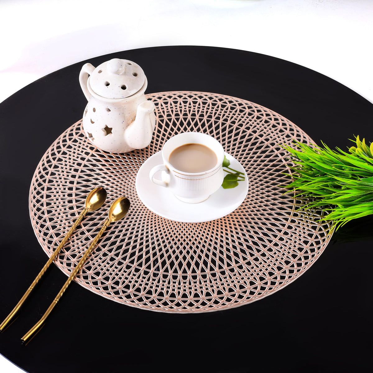 Wings Star Round Placemats | Table Mats Round Placemat for Dining Table | Round Flower | Heat-Resistant | Place mat for Cakes & Desserts | Kitchen Place mats | Set of 6 Kafalo