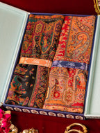 Pashmoda His and Her Gift Set of Kaani Shawls With Wooden Gift Box