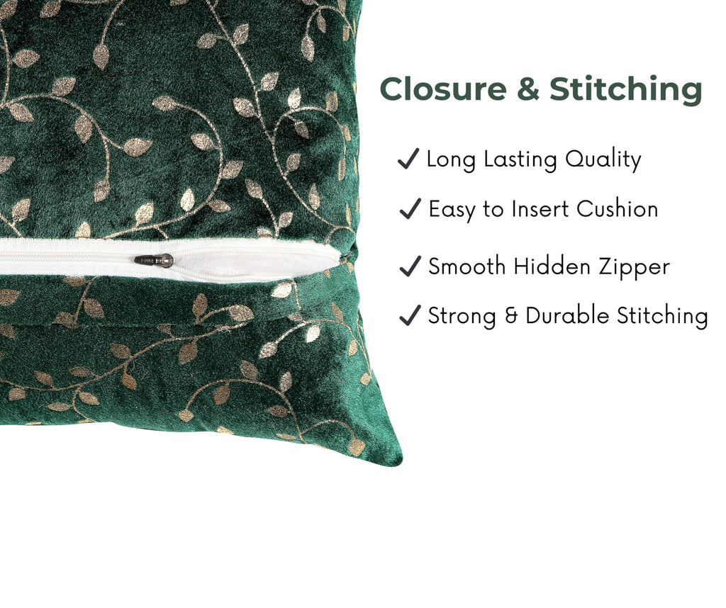 RD TREND® Premium Velvet Cushion Covers Set of 5 | Soft Decorative Throw Pillow Covers for Sofa, Bed & Living Room | Cushion Cover 24 inch x 24 inch (60x60 cm) Dark Green