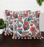 ishro home Premium Cushion Cover 16 inch x 16 inch | Set of 2 – Soft European Standard Fabric, Frill Design, Machine Washable | (2, Paisley Fiesta, 16x16 Inch)