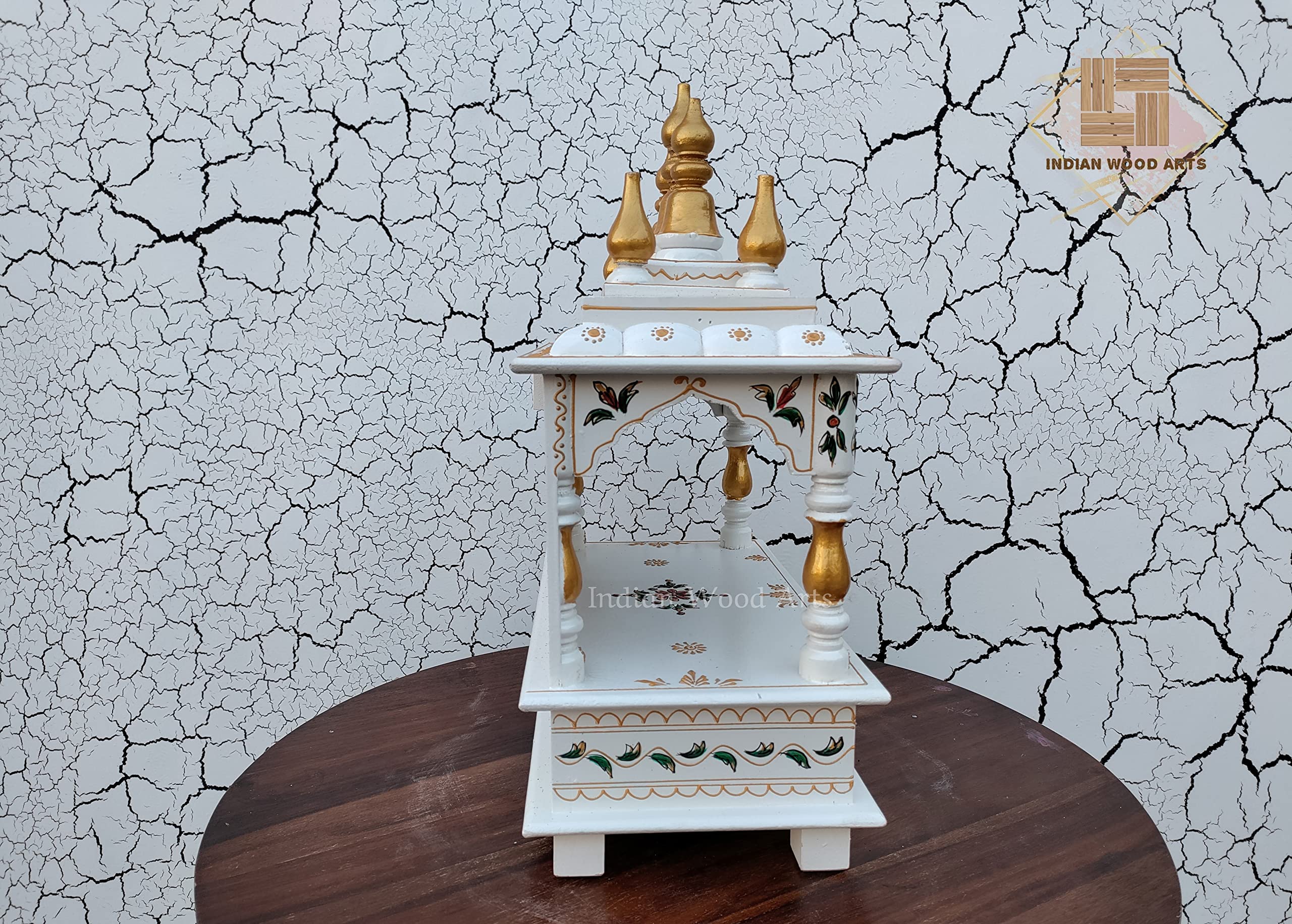 Indian Wood Art Handcrafted Wooden Temple | Pooja Mandir for Home | Pooja Mandap for God Idol Decorative Spiritual Altar with Drawer