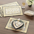 Encasa XO Dining Table Mats, Cotton Placemats, Cloth Napkins Set Yellow-02 Kafalo