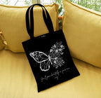 TrendoPrint Eco-Friendly Printed Black Tote Bag 14 x 16 inch with Makeup Pouch for College, Shopping and Travelling (TB154)