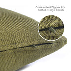 Yellow Weaves Jute Texture Cushion Covers, 12 X 12 Inches, Olive Green, Set of 5