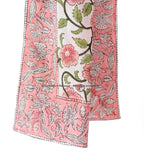 Ravaiyaa - Attitude is everything Hand Block Printed Cotton Long Stole Scarves Hijab Neck Wrap Scarf 71 X 21 Inch (Pink Floral)