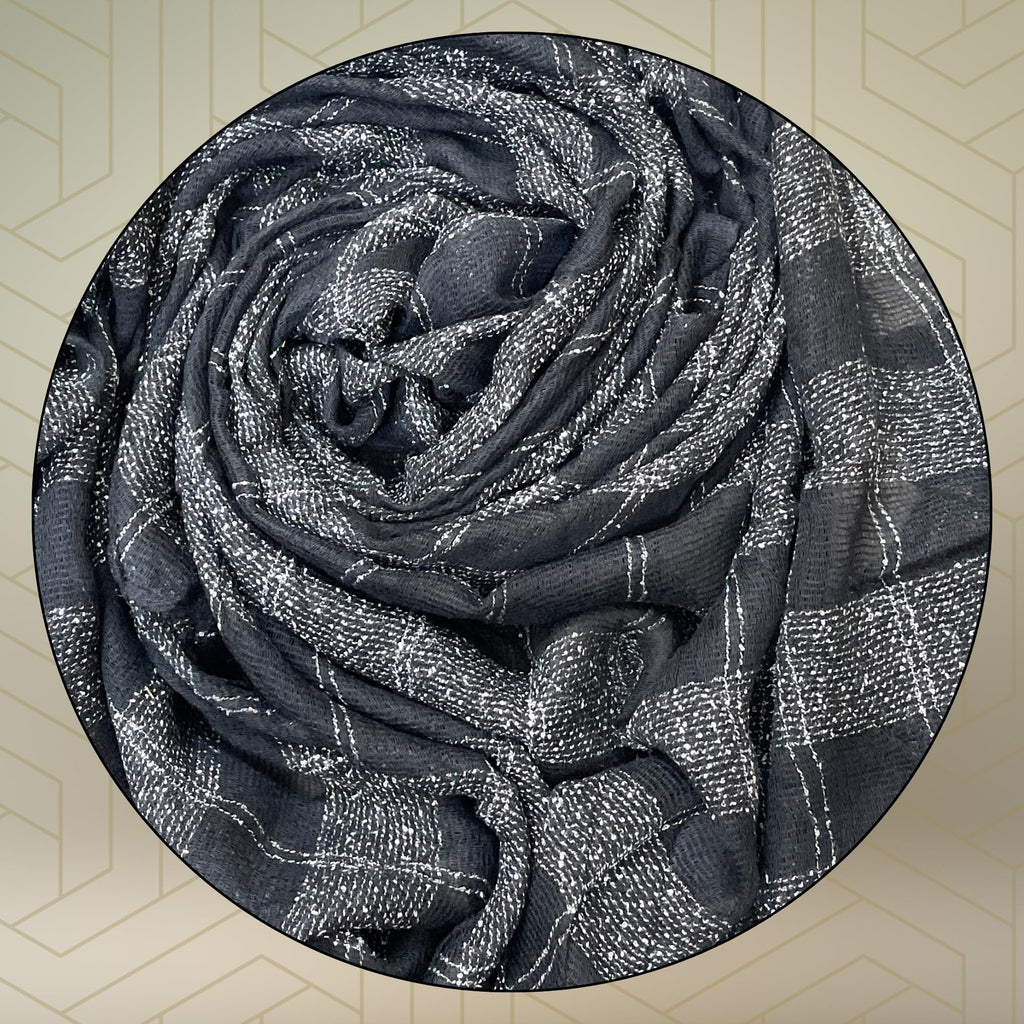 FAHABO Scarf for Women Stylish Woven Checkered Cotton with Tassels | Hijab Scarf | Stole | Soft, Lightweight, and Latest Scarves | 72 x 32 Inches (Black and White)