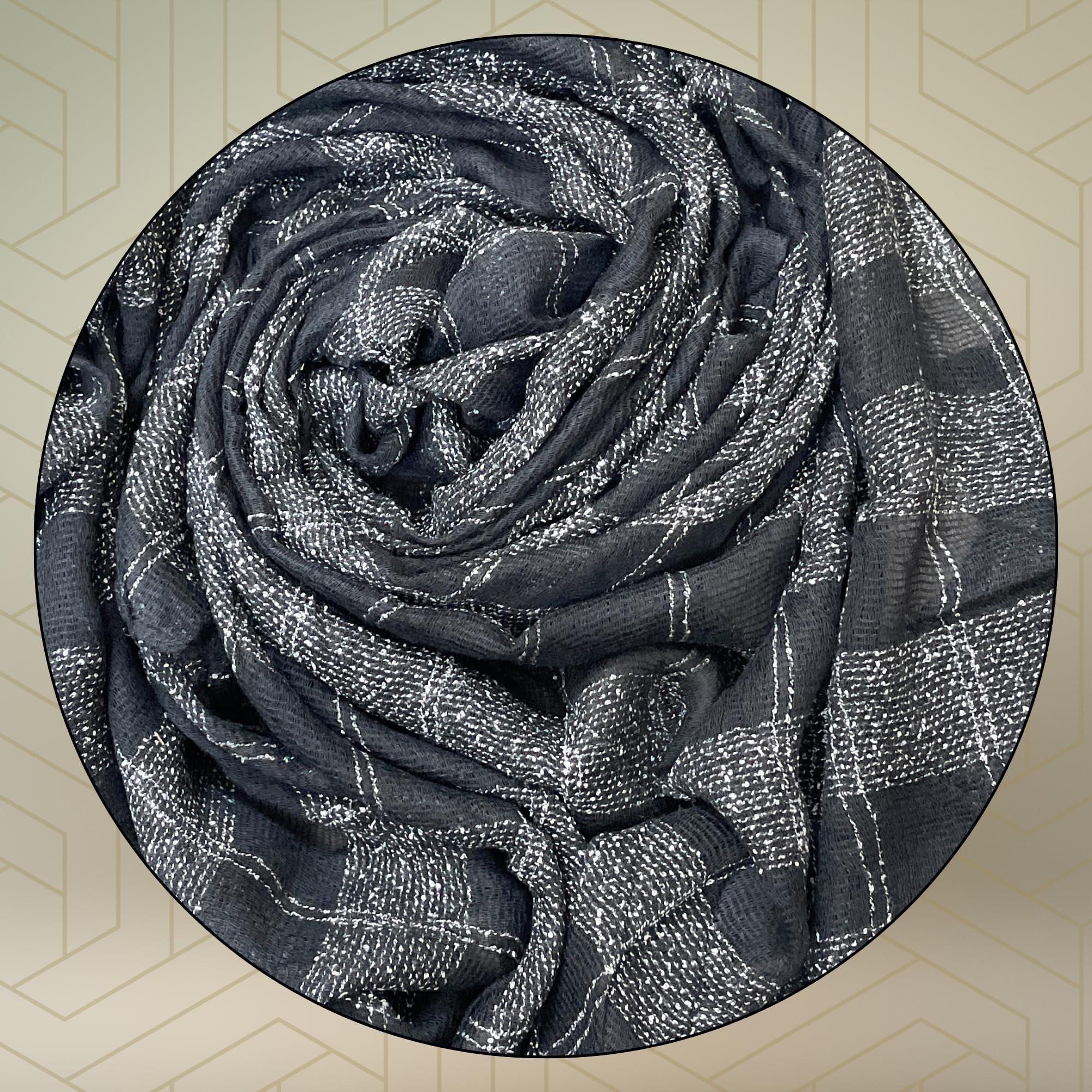 FAHABO Scarf for Women Stylish Woven Checkered Cotton with Tassels | Hijab Scarf | Stole | Soft, Lightweight, and Latest Scarves | 72 x 32 Inches (Black and White)