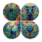 Artvibes Nature Wooden Art Decoration Item for Home | Handcrafted Art | Decoration Wall Hanging Items | Wall Sculpture | Wall Art Print | Paintings For Wall | Unique Gift Items (WH_8425N), Set of 4
