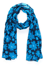 AQVA Printed Cotton Scarf for Women Stylish (Bahar Navy Turquoise) | Head and Face Cover Scarf for Girls with 100% Cotton | Soft & Lightweight Scarves/Stoles for all Weather (72 x 43 in)