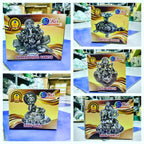 RCI Handicrafts Ganesha Sitting on Leaf with Diya Gold Plated Home Decor (White Metal, 7X9x12cms, Gold)