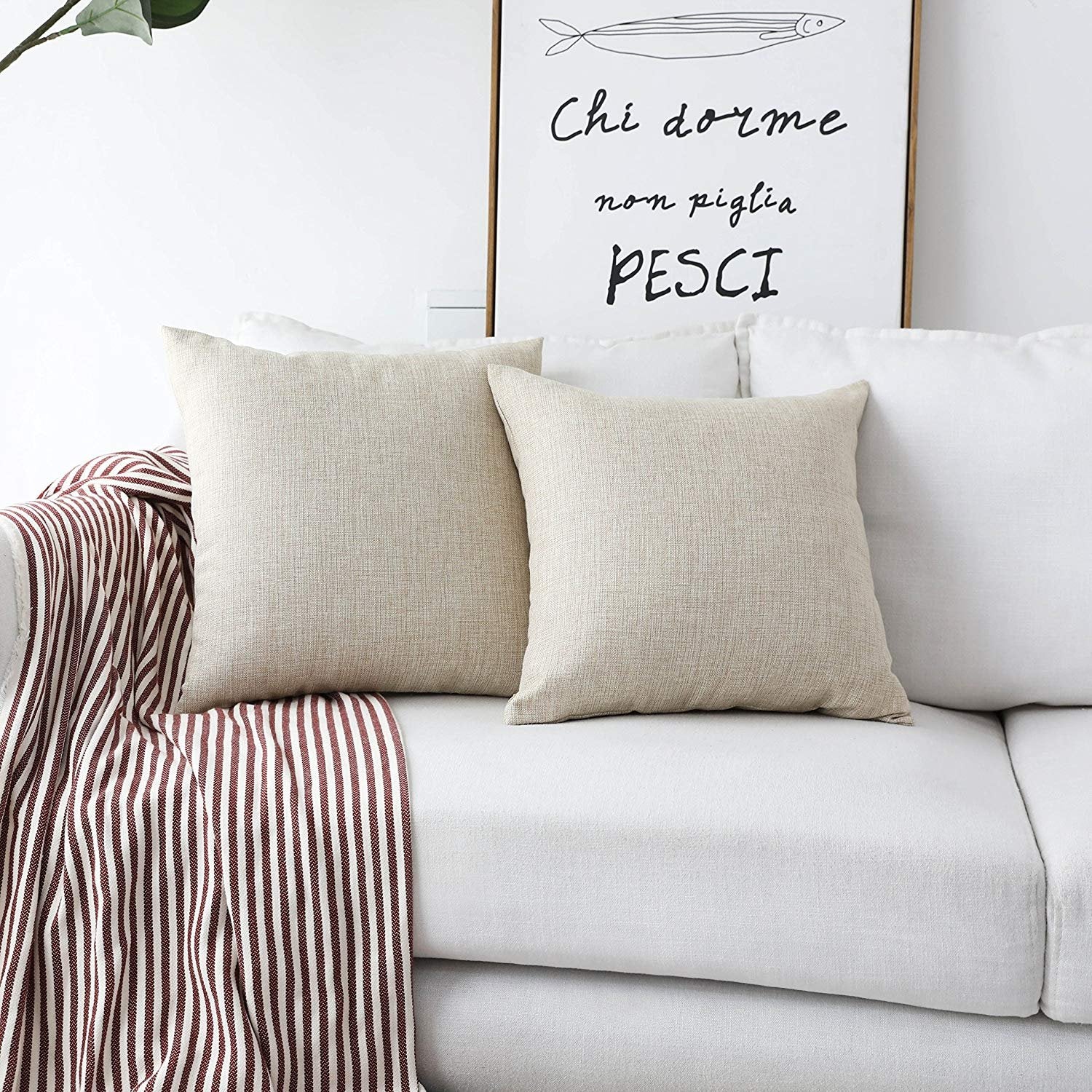 Khooti Jute Cushion Cover | 22x22 Inch, Light Linen