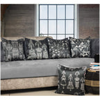 Vendola Decorative Satin Sofa Cushion Covers Set of 5, 20 Inch x 20 Inch, Sofa Cushion Pillow Cover, Black and White Colour, Tribal Design, Zipper Closure (Tribal, 20X20 Inches)