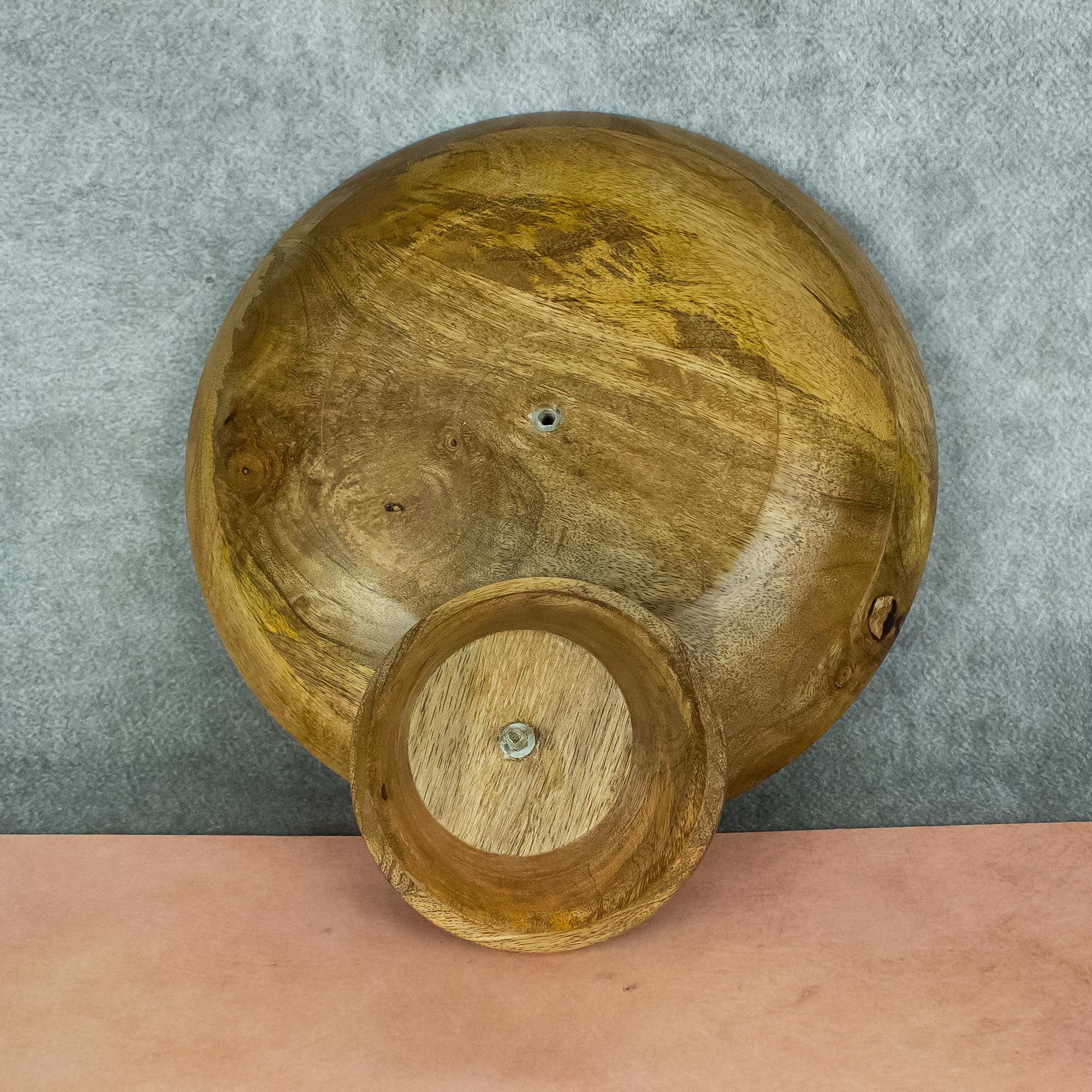 Saleberate Wood Fruit Bowl or Decorative Pedestal Bowl for Table Décor, for Kitchen Counter, Detachable Base,12-inch Large Bowls,Mango Wood (Brown)