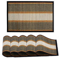 Hokipo Handcrafted Madurkathi Heat Resistant Table Placemats Set Of 6 For Dining Table, 12X18 Inches - Black - River Grass Kafalo
