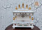 Indian Wood Art Handcrafted Wooden Temple | Pooja Mandir for Home | Pooja Mandap for God Idol Decorative Spiritual Altar with Drawer