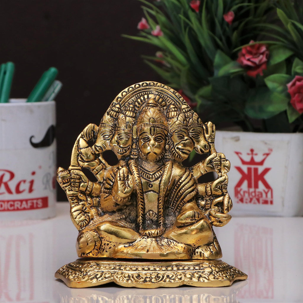 KridayKraft Panchmukhi Hanuman ji Metal Statue,Bajrangbali Murti for Pooja Room & Decor Your Home,Office,Religious Idol Gift Article,Showpiece Figurines...