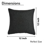 Yellow Weaves Jute Texture 250 TC Cushion Covers, 12 X 12 Inches, Black, 1 Piece