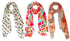 bratkrok WOMEN'S TRENDY FLORAL PRINTED RAYON SCARVES/STOLES MULTICOLOUR (PACK OF 3)