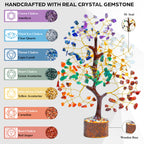 HindCraft Chakra Tree for Positive Energy & Healing | Feng Shui Seven Chakra Tree of Life with Crystals & Stones | Home Décor for Living Room & Spiritual Spaces