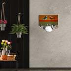 Artvibes Unique Stylish Wooden Key Holder for Wall Decor with Stylish Stainless Steel 5 Hooks Beautiful Key Organizer for Home Decoration(KH_800)