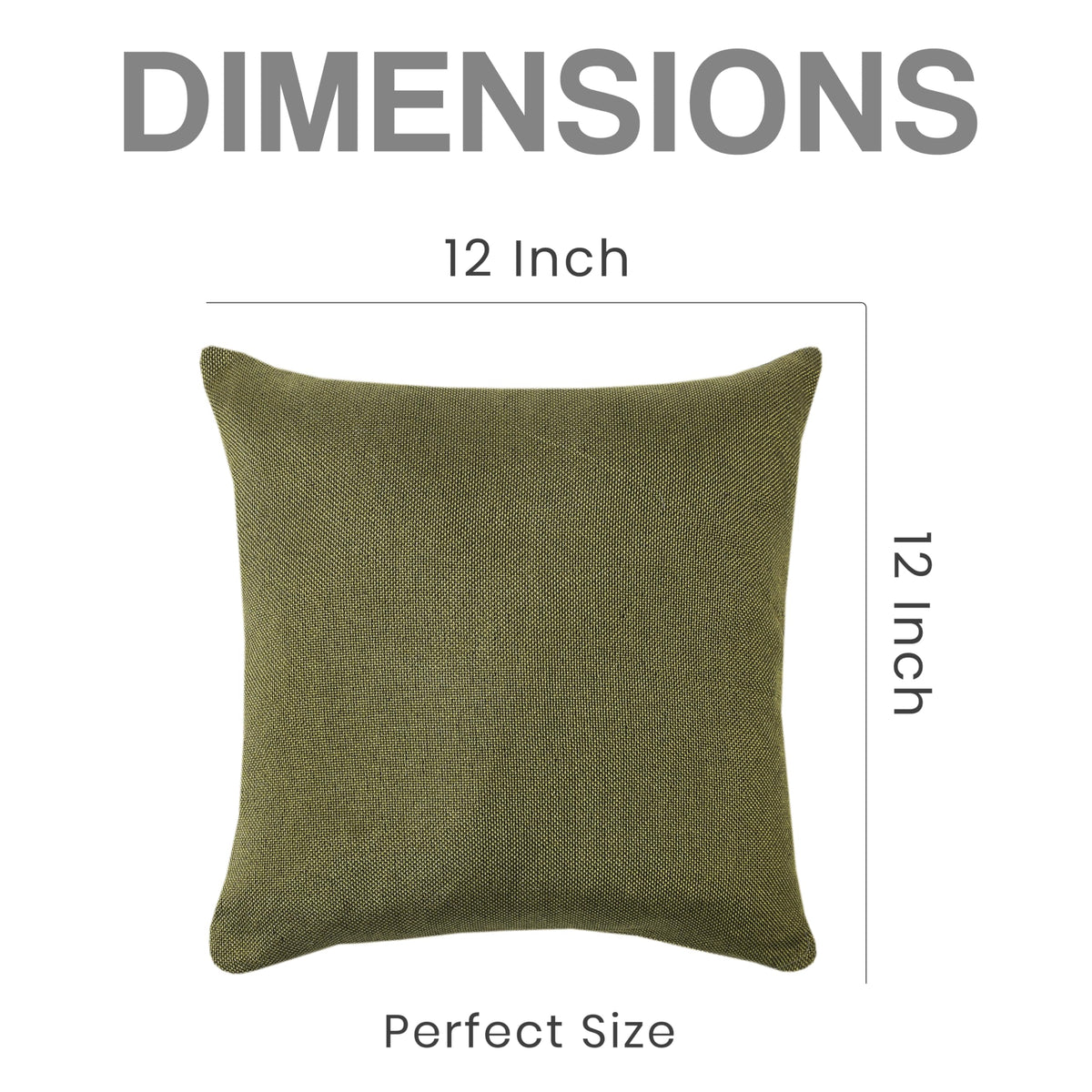 Yellow Weaves Jute Texture Cushion Covers, 12 X 12 Inches, Olive Green, Set of 2