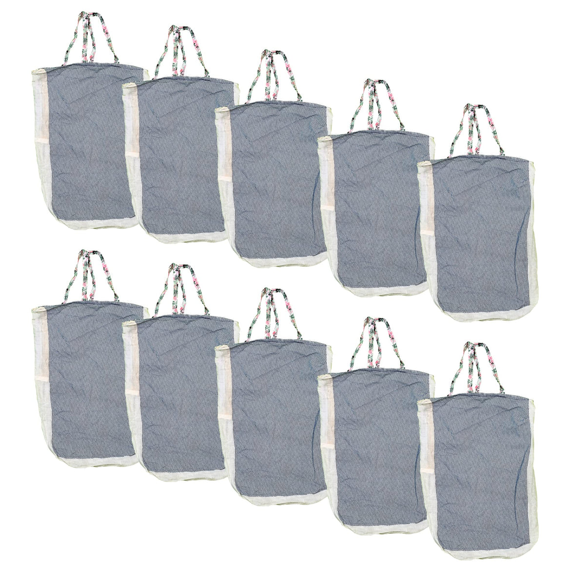 EASON-Reusable Eco-Friendly Grocery and Cotton Vegetable Shopping Bags|Carry Bag|Tote Bag (15 x 11 Inch) (Pack of 10)