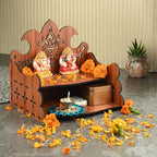 Gojeeva Fully Handmade Beautiful Small Wooden Home and Office Temple/Pooja Mandir KL1 Brown