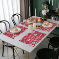 PRAKARTIK BY INDUARTS Chenille Red White Christmas Eco-Friendly Cotton Dining Rectangular Table mats - Reusable, Machine Washable, Everyday Use Red & White Placemats, Set of 4 (33x47 cm) Kafalo