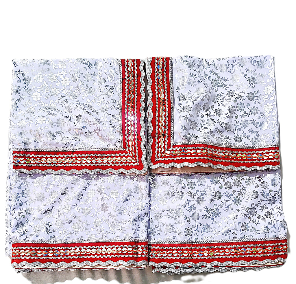 Lakshmi Maa Collection Rumala Sahib Double Set White with Red Beautiful gota (4 PEC.)