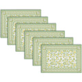 Encasa XO Block Printed Cotton Dining Table Placemats, Hand Print Sage-02 Kafalo