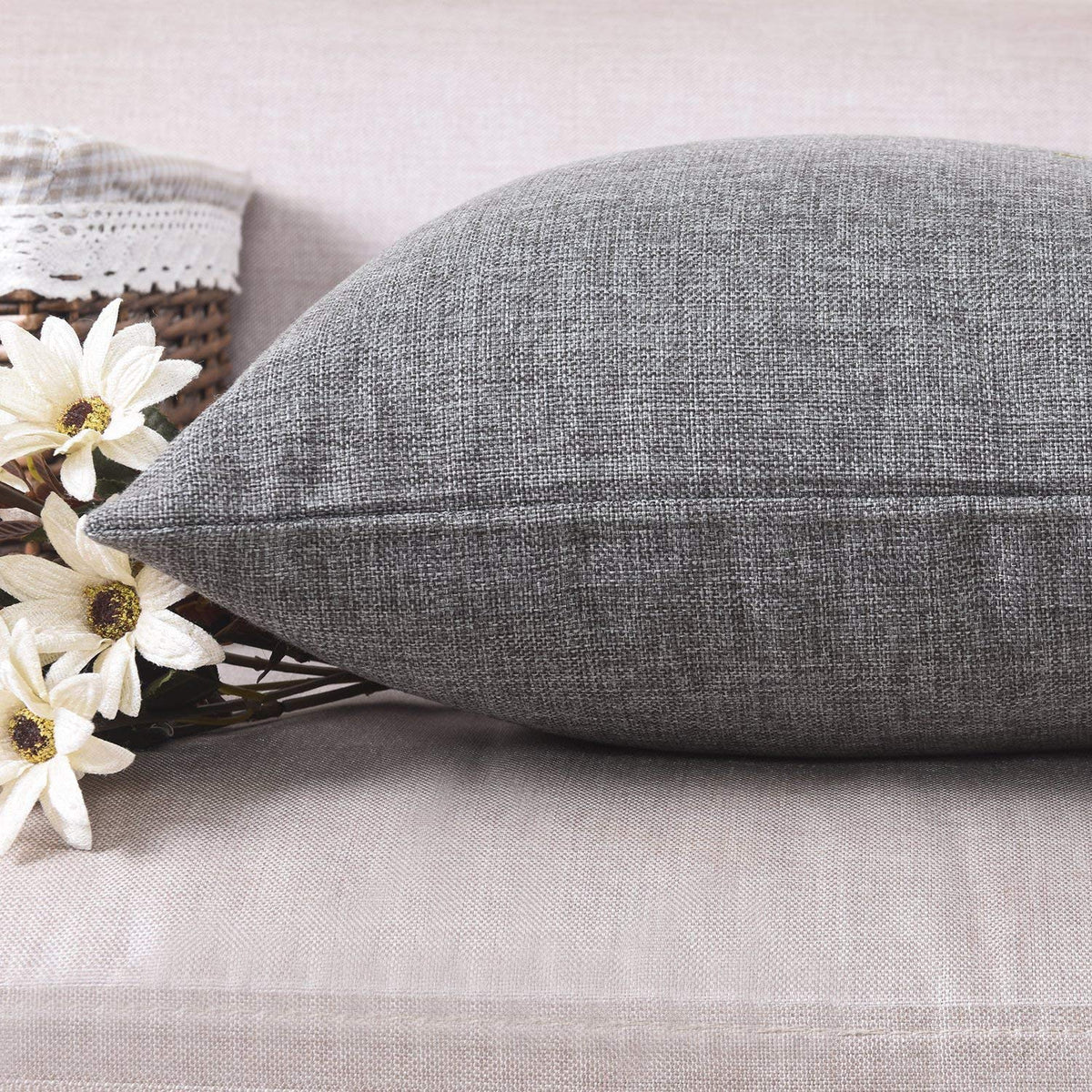 Khooti Jute Cushion Cover, 20x20 (Light Grey)(Pack of 5)