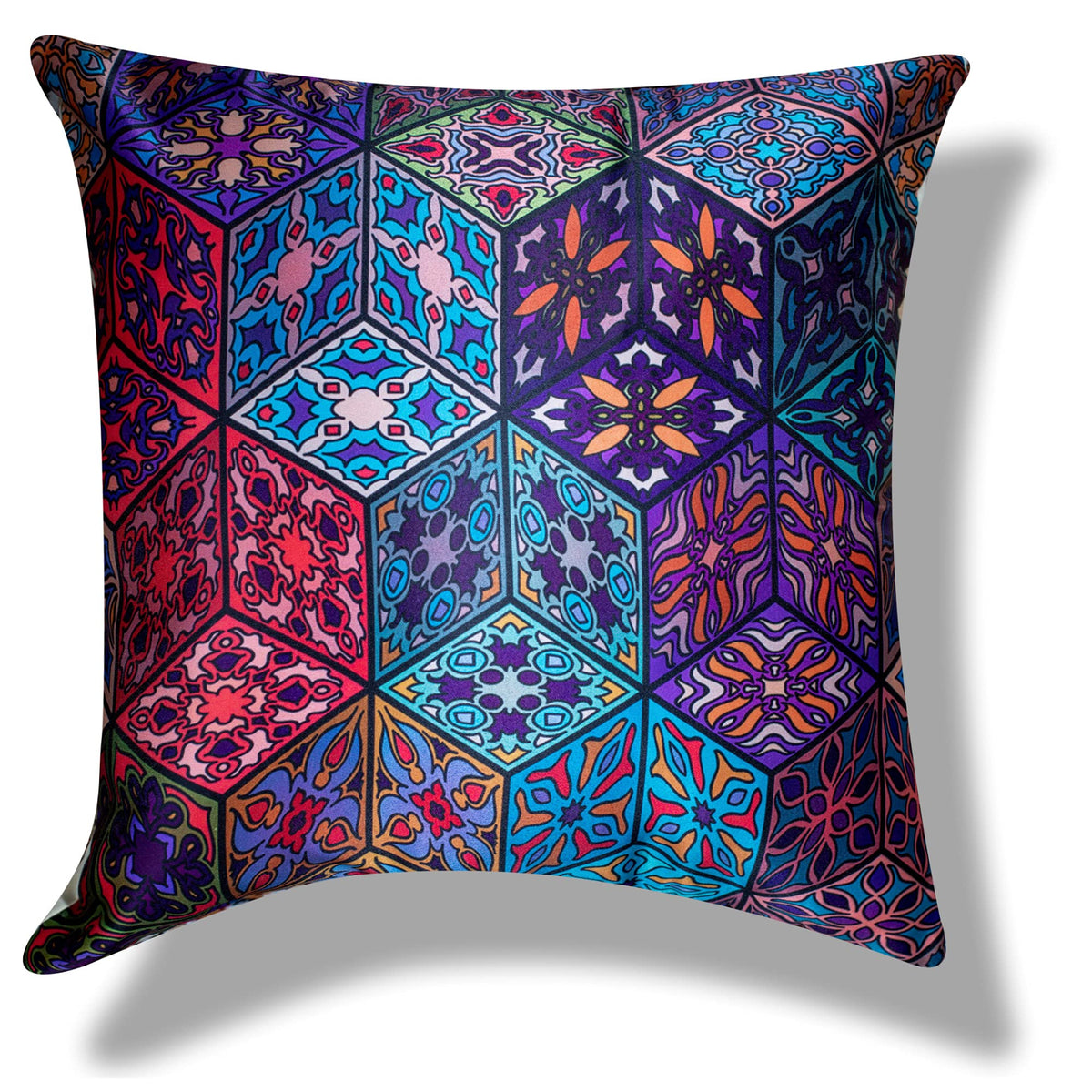 Vendola Merhaba Microfiber Satin 250TC Cushion Pillow Covers, Multicolor, Set of 5(Ishil, 12x12 Inches)