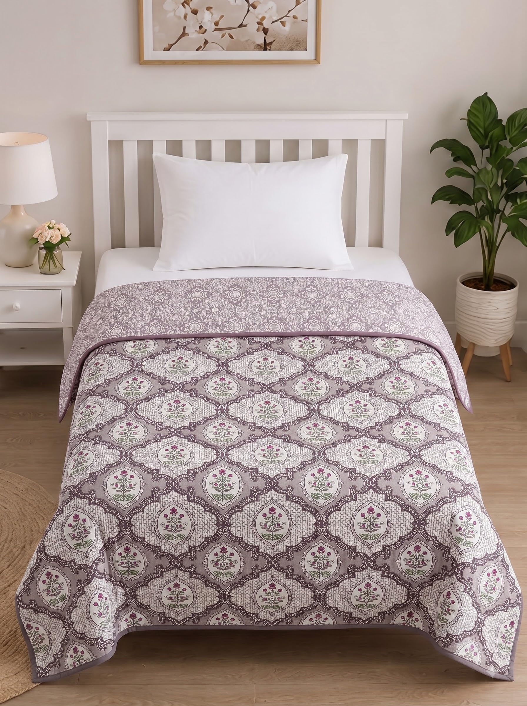 Mafatlal Sparsh Single Bed Cotton Dohar, 150 GSM Pure Cotton Malmal, Reversible AC Blanket Single, Soft Breathable Lightweight Cotton Blanket, 60 x 90 Inch, Kafalo