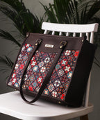 LEGAL BRIBE Printed Tote Bag (Red and Brown)