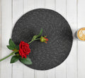 LaVichitra Braided Cotton Placemats 33 Cm Round - Dining Table, Bed Side/Centre Table/Shelves - Grey - 6 Piece Kafalo