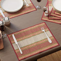 Encasa XO Handcrafted River Grass Table Placemats 4 Seater Red Kafalo