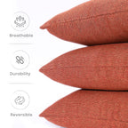 Yellow Weaves Jute Texture Cushion Covers, 12 X 12 Inches, Orange, Set of 3