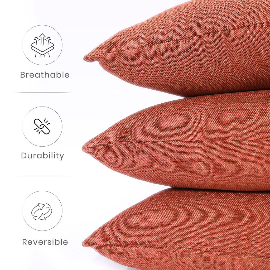 Yellow Weaves Jute Texture Cushion Covers, 24 X 24 Inches, Orange, 1 Piece