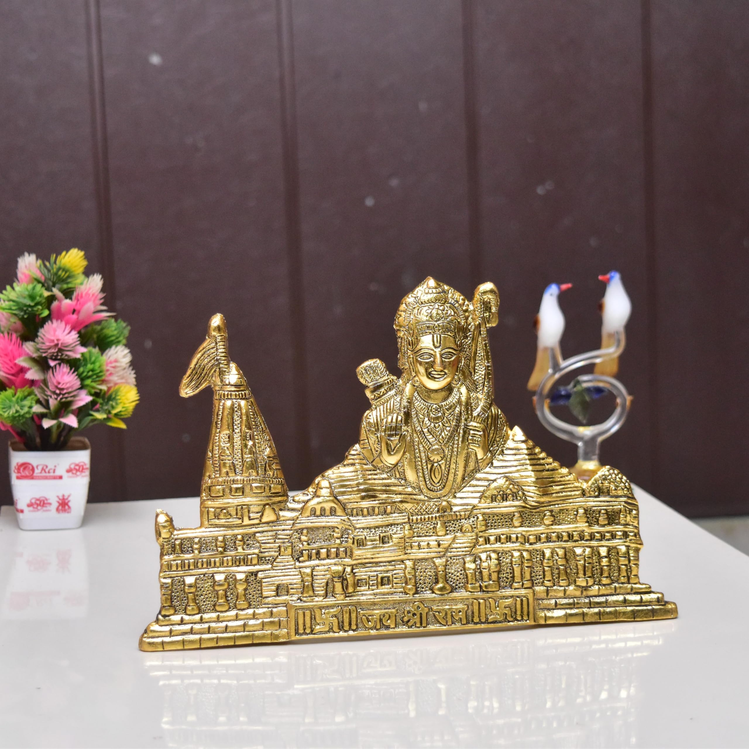 KridayKraft Metal Shree Ram Mandir Architectural Model Prabu Shri Ram Bhumi Ayodhya Showpiece for Home Decor, Office | Metal Showpiece