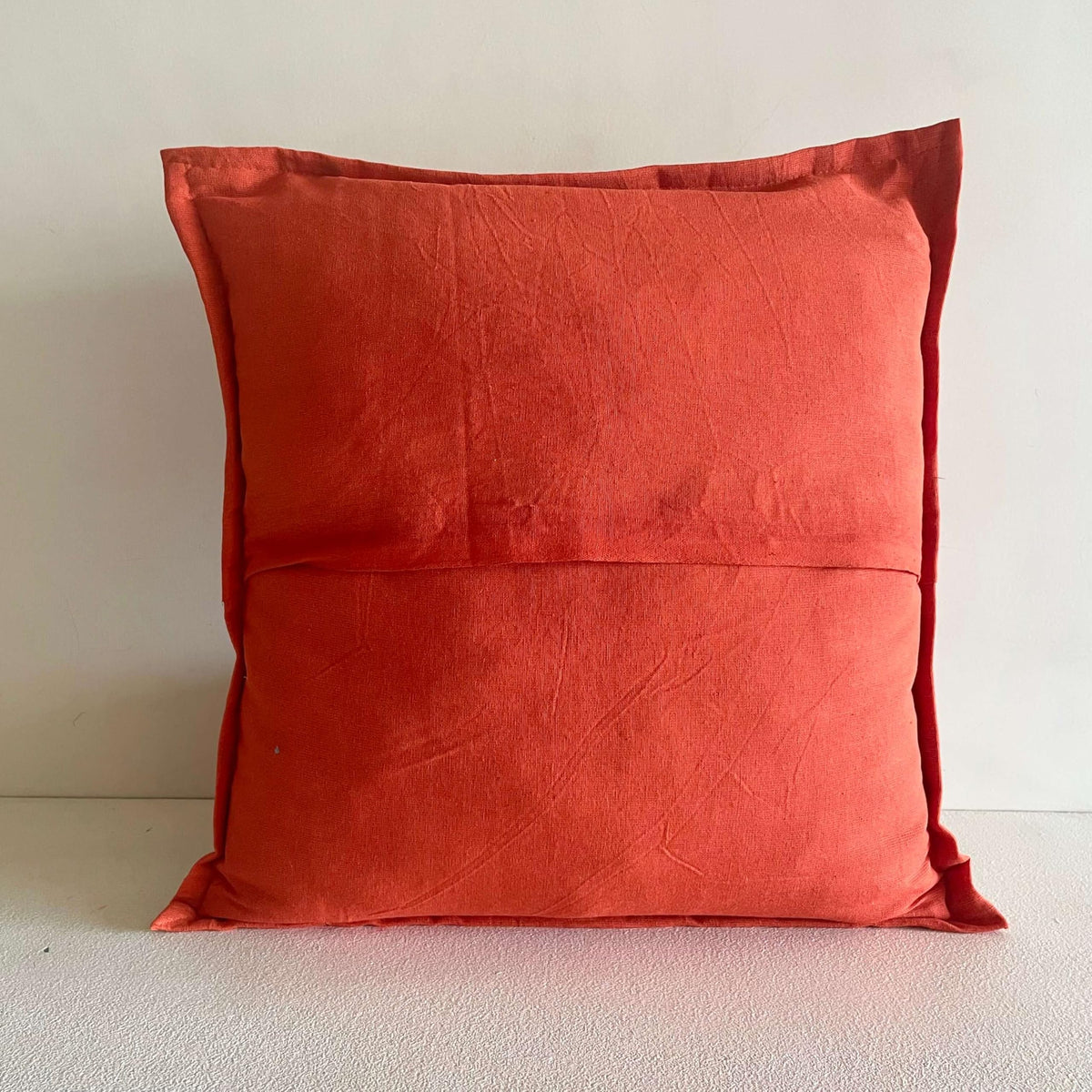 ATRANGI STUDIO Patchwork Cushion Covers - Set of 2 | Handcrafted Khambadiya Patchwork | Rajasthani Art Pillow Cover | Ethnic Cushion Covers for Sofa, Bed & Home Decor | 16x16 Inch, Orange