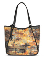 ZOUK Naisha Multicolor Abstract Tote Bag for Women | Vegan Leather Large Shoulder Handbag with Bottle Holder, Multiple Pockets & Water-Resistant Lining | Office, Travel & Daily Use | Bombay Tapestry